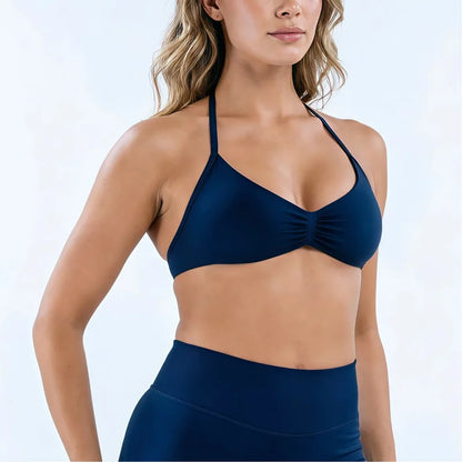 Women's Strappy Sports Bra – Padded Push-Up Gym Top