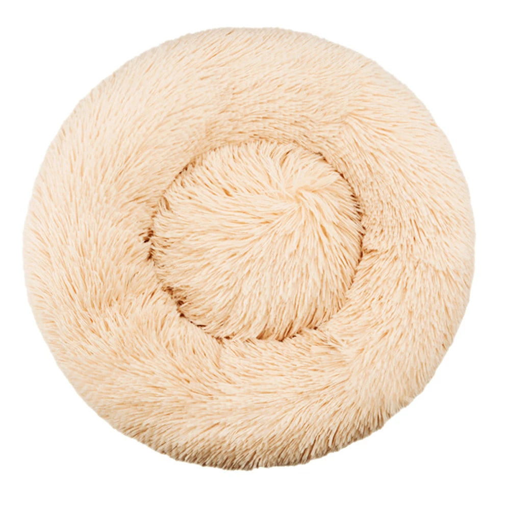 Round Plush Pet Bed – Super Soft Donut Bed for Dogs & Cats
