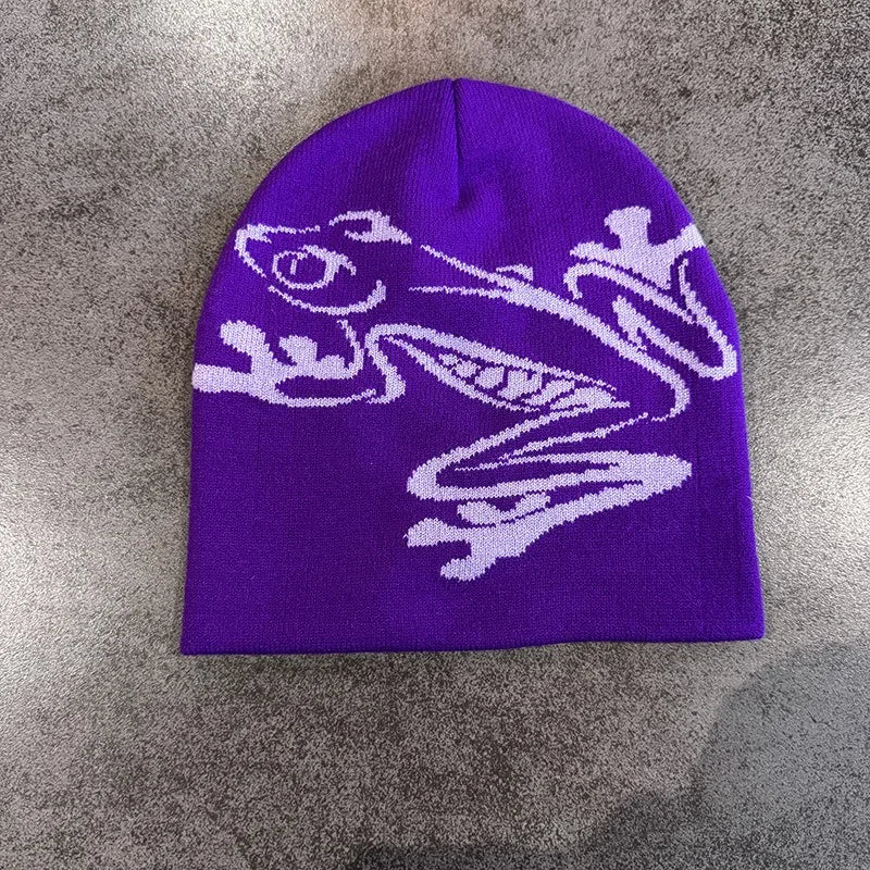 Tree Frog Print Beanie – Unisex Stretchy Knit Skull Cap