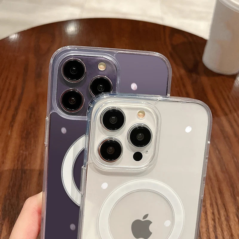 Magesafe Magnetic Transparent Wireless Charge Case Iphone 11 12 13 14 15 16 17 Air Pro Max Plus Mini