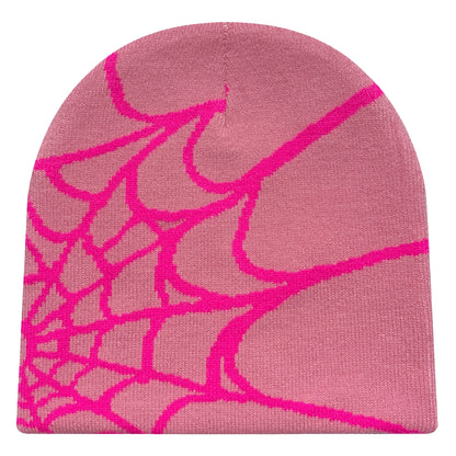 Spider Web Knit Beanie – Y2K Unisex Winter Hat