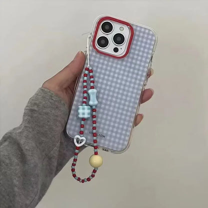 Blue Checkered Grid Pattern Phone Case Iphone 17 Pro 16 15 14 13 12 11 Max 16e X Xr Xs 7 8 Plus Soft