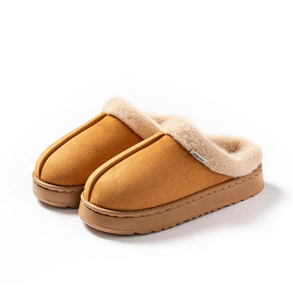 Women Fluffy Slippers Autumn Winter Indoor Eva Thick Sole Anti-Slip Warm Unisex House Shoes - Thick