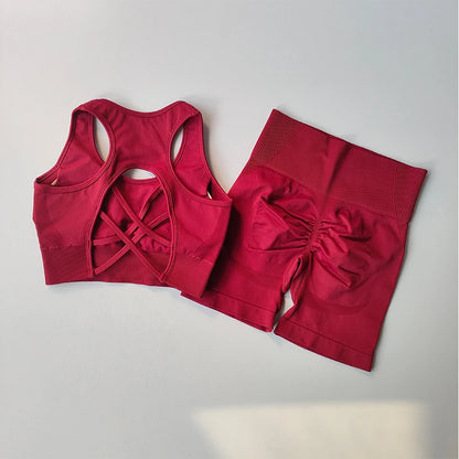2-Piece Women's Seamless Yoga Set – Sports Bra & Shorts