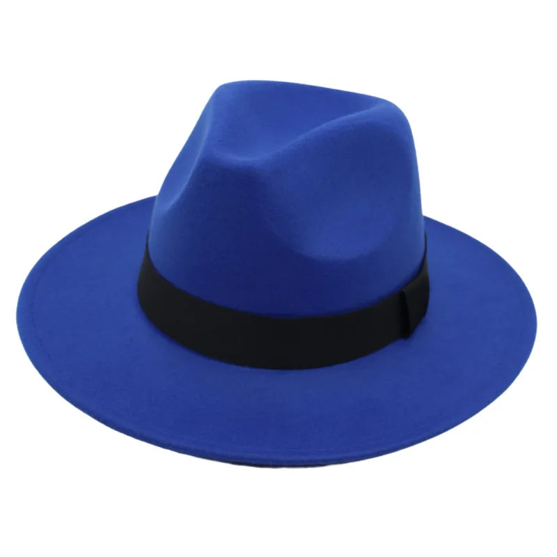 Wide Brim Wool Fedora Hat – Unisex Jazz Style