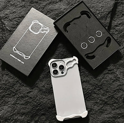 Irregular Metal Bumper Phone Case Iphone Air 13 14 15 16 17 18 Pro Max Plus Lens Film Protect Bare