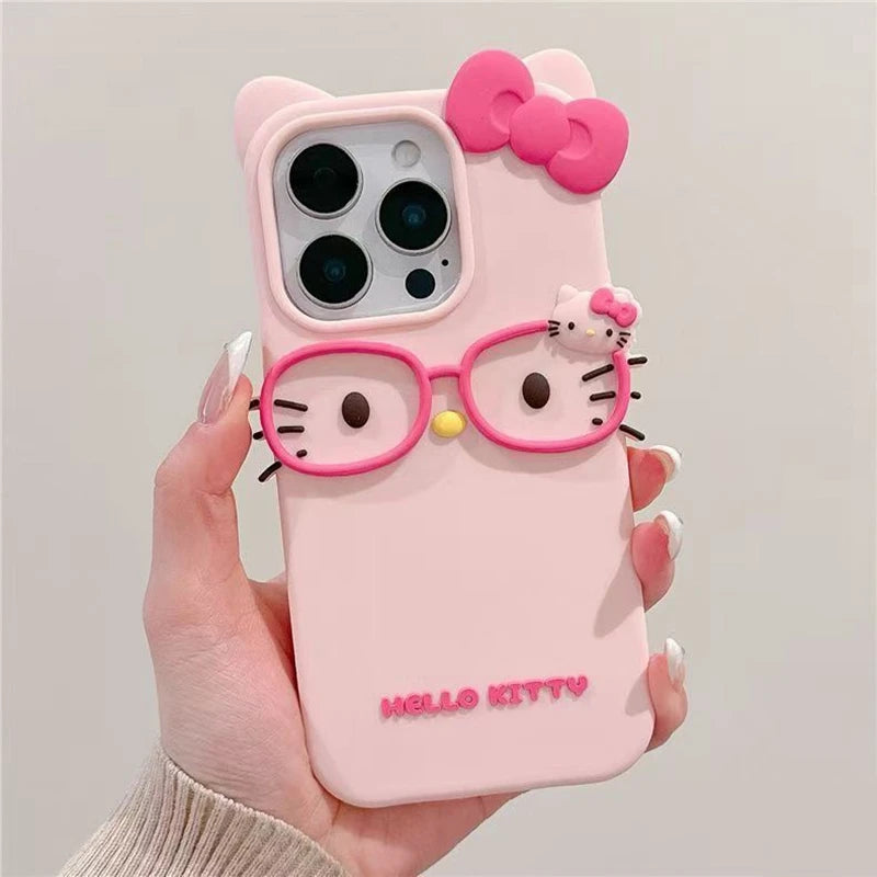 3d Glasses Cat Silicone Phone Case Iphone 17 Pro Max 16 15 Plus 14 13 Mini 12 11 4 4s 5 5s 7 8 Se