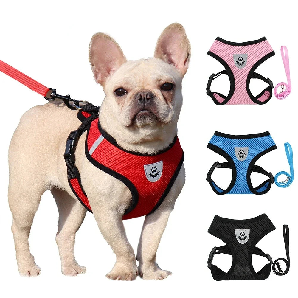 Breathable Mesh Cat & Dog Harness with Leash – Adjustable Reflective Vest