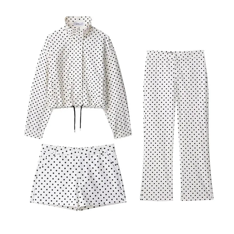 Women's Polka Dot Jacket & Shorts Set