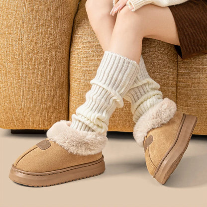 Fleece Lined Winter Slippers Men Women Ankle Cover Thick Sole Lightweight Eva Indoor Outdoor Warm