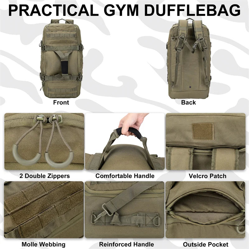 Tactical MOLLE Duffle Bag Backpack – 25L / 45L / 80L Outdoor Military Pack