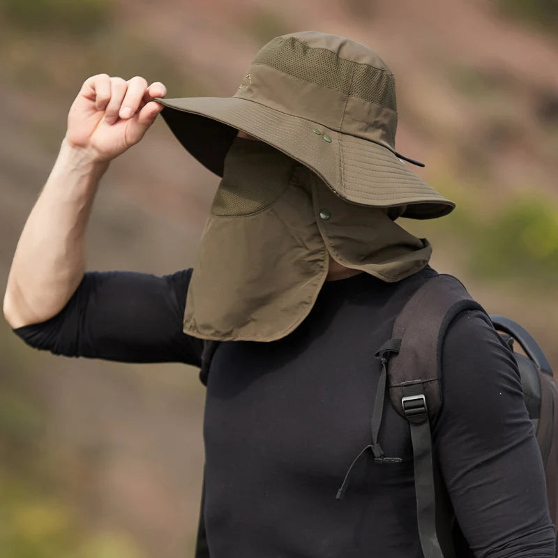 Fishing Sun Hat with Neck Flap – Outdoor UV Protection Wide Brim