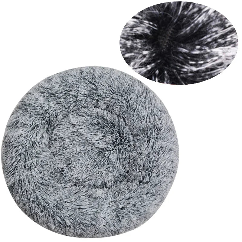 Round Plush Pet Bed – Super Soft Donut Bed for Dogs & Cats