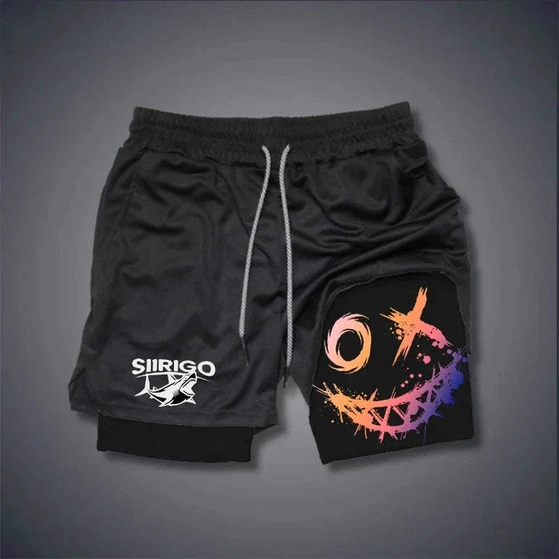 Men's 2-in-1 Graphic Print Fitness Shorts – Quick Dry Training