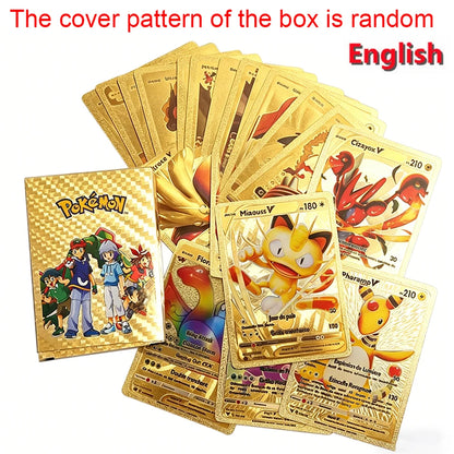 55pcs Pokemon Cards Vmax Gx Gold Foil Flash Box Party Interactive Game English Spanish Colorful