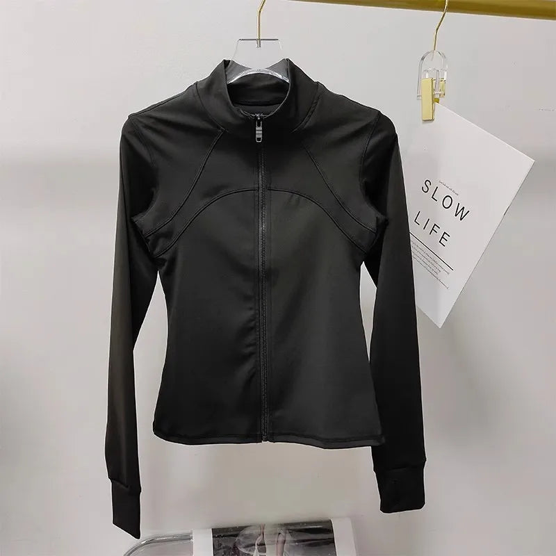 Women's Quick-Dry Sports Jacket – Long Sleeve Zip-Up Gym Coat