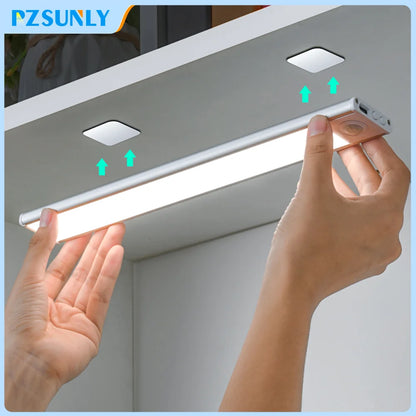Led Motion Sensor Light Night Wireless Usb Under Cabinet Kitchen Bedroom Wardrobe Indoor Lighting