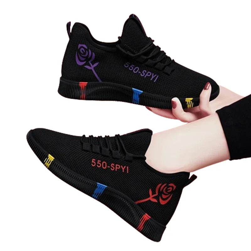 Women's Mesh Sneakers – Lightweight Lace-Up Vulcanized Platform Shoes