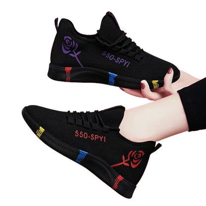 Women's Mesh Sneakers – Lightweight Lace-Up Vulcanized Platform Shoes