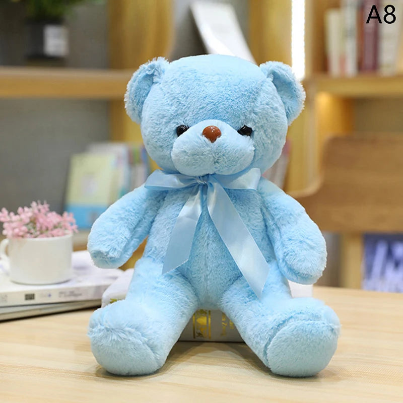 Colorful Teddy Bear Plush Toy with Bow – Soft Stuffed Animal Gift