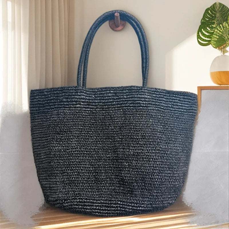 Handwoven Straw Tote Bag – Women's Large Beach Shoulder Bag
