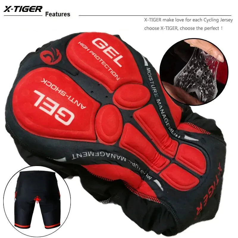 X-Tiger Men's Gel Pad Cycling Shorts – MTB Road Bike