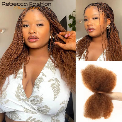 Afro Kinky Curly Bulk Human Hair Braiding Qvr Remy No Attachment - Soft
