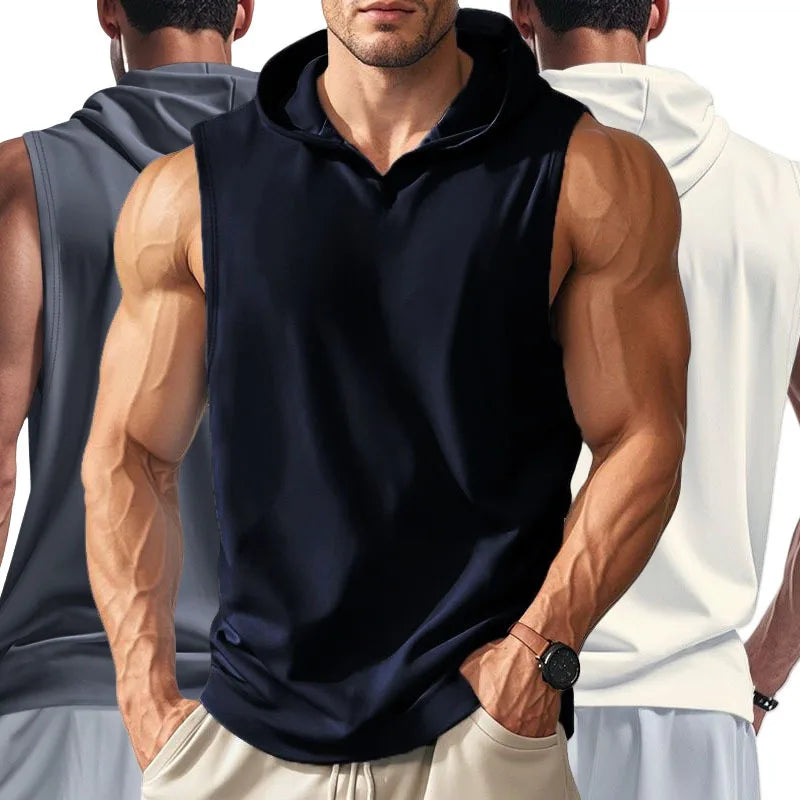 Men's Sleeveless Hooded Gym Tank Top – Workout Training Shirt