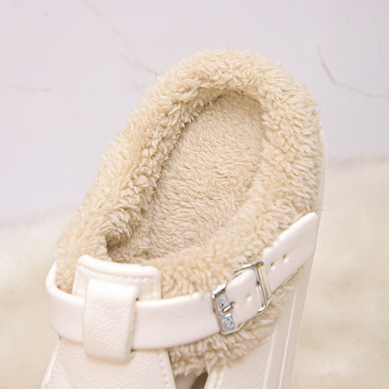 Winter Warm Fluffy Clogs Slippers Women Eva Waterproof Non Slip Home Slides Woman Lightweight Soft