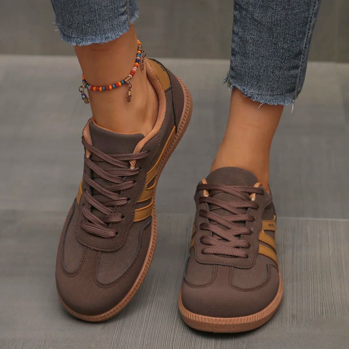 Women's Flat Sneakers – Lightweight Casual Lace-Up Loafers