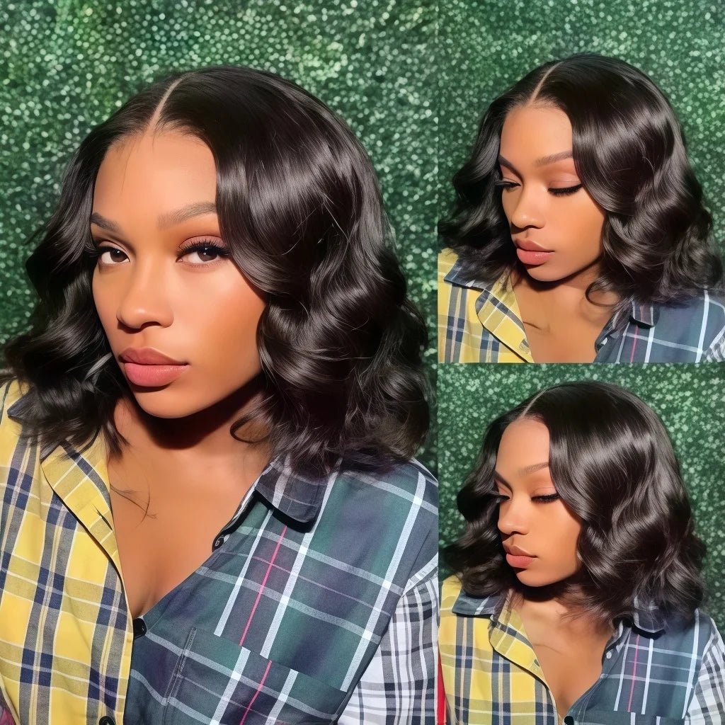 13x4 HD Lace Front Bob Wig Body Wave Human Hair Pre Plucked