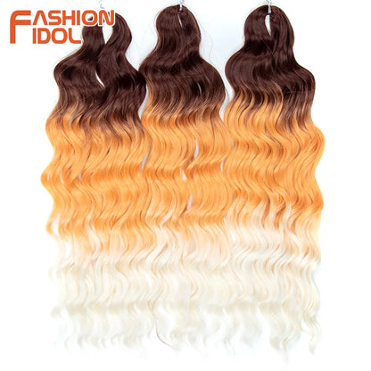 Anna 24 Inch Synthetic Hair Water Wave Braiding Extensions Ombre Blonde Deep Afro Curl Twist Crochet