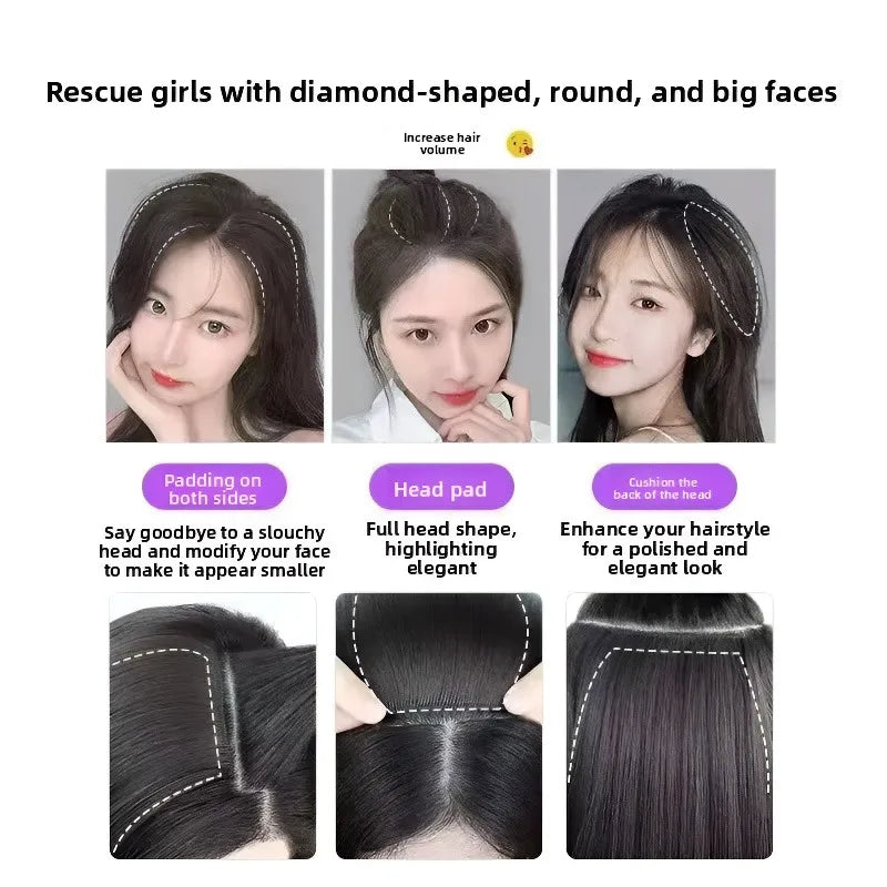 Synthetic Short Straight Pad Invisible Hair Extension Lining Top Side Cover Hairpiece Women