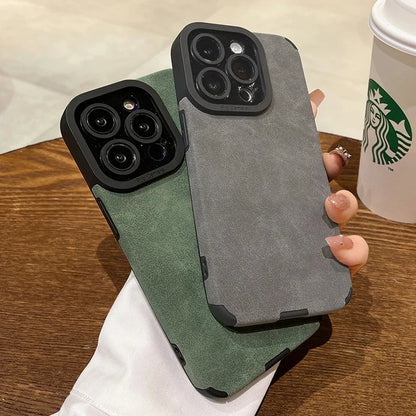 Matte Leather Silicone Case Iphone 14 Plus 12 13 Mini 11 16 15 Pro Max 17 Promax Lens Protection