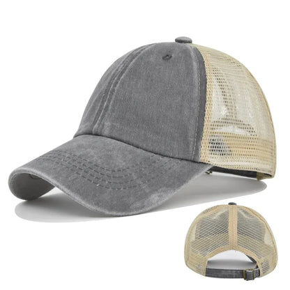 Washed Cotton Trucker Hat – Unisex Mesh Baseball Cap
