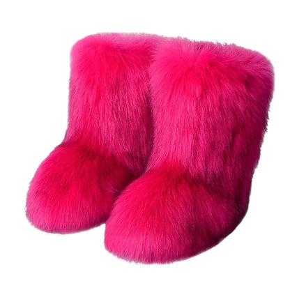 Women's Faux Fur Snow Boots – Fluffy Plush Warm Winter Footwear