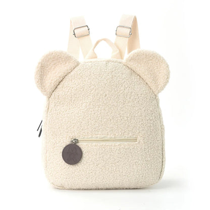 Cute Bear Ear Fleece Backpack for Kids – Girls School Bag