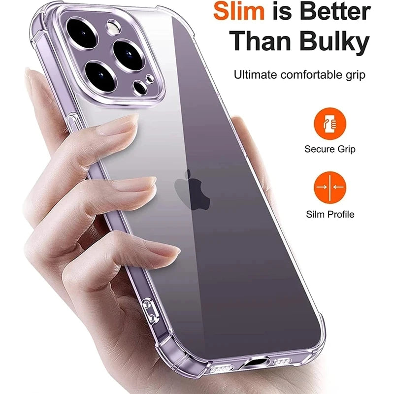 Shockproof Silicone Clear Phone Case Iphone 13 11 14 Pro Max 12 Mini Lens Protection Back 15 16 Xs X