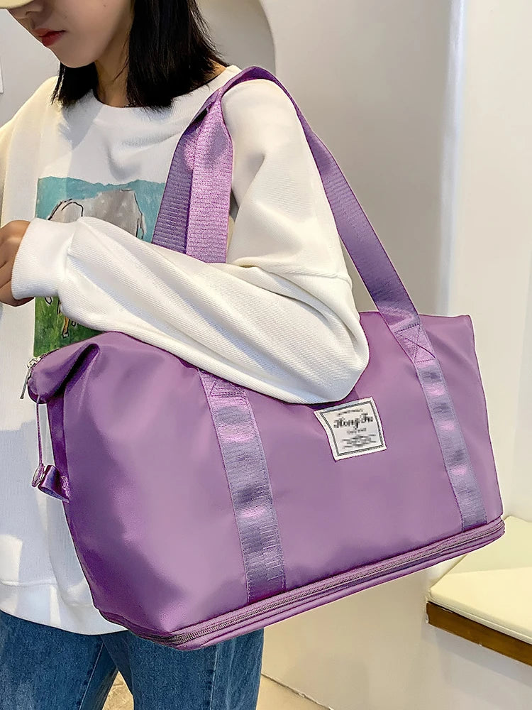Travel Duffle Bag – Waterproof Nylon Gym Tote for Women