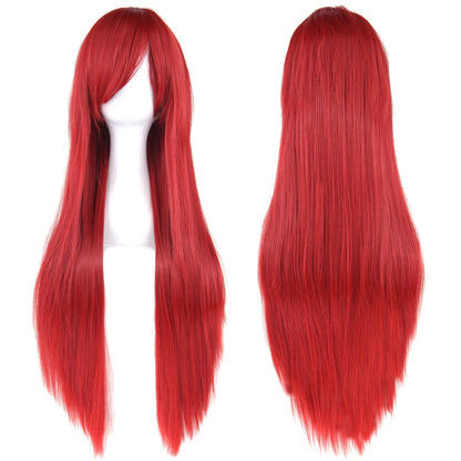 Soowee Long Synthetic Hair White Purple Cosplay Wigs Party Black Straight Wig Hairpiece Women