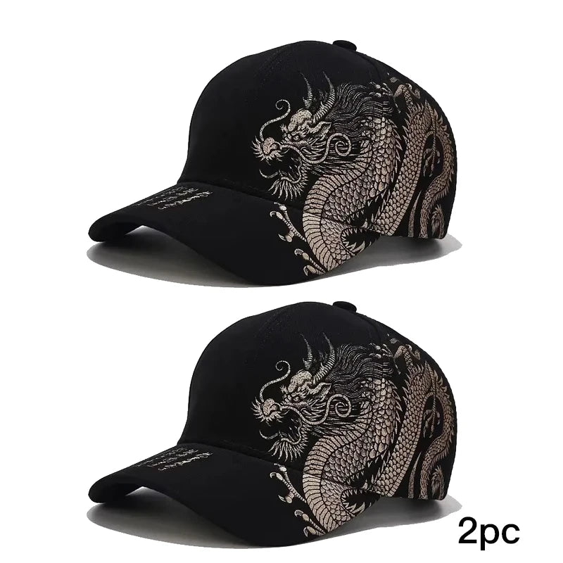 Dragon Embroidery Baseball Cap – Chinese Style Unisex Hat