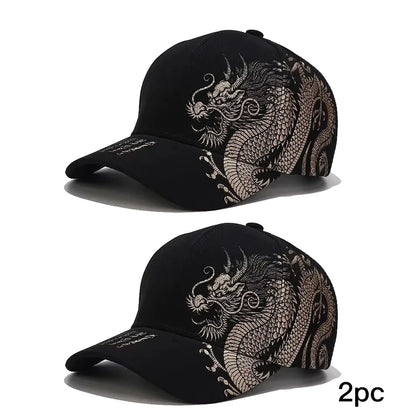 Dragon Embroidery Baseball Cap – Chinese Style Unisex Hat