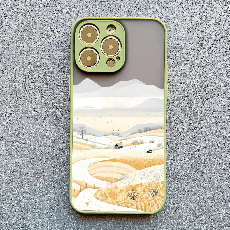 Rural Building Snow Scenery Phone Case Iphone 16 15 Pro Max Plus 14 13 12 Mini 11 Xs X Xr 7 8
