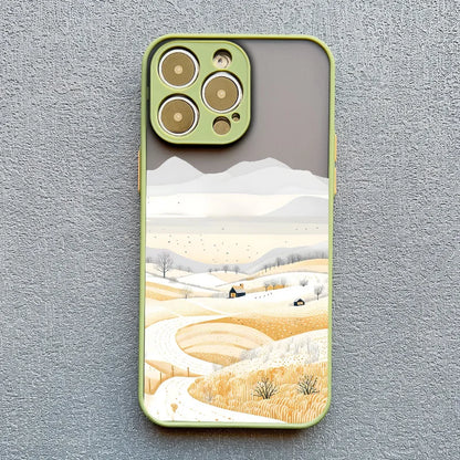 Rural Building Snow Scenery Phone Case Iphone 16 15 Pro Max Plus 14 13 12 Mini 11 Xs X Xr 7 8