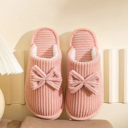 Women S Bow Slippers Fall Winter Indoor Bedroom Floor Lightweight Comfortable Soft Warm Slippers