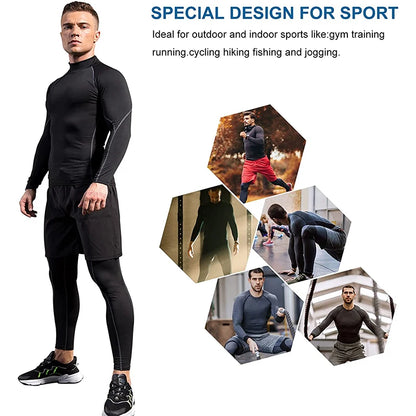 Men's Compression Shirt Long Sleeve Quick-Dry Gym Running Workout Top