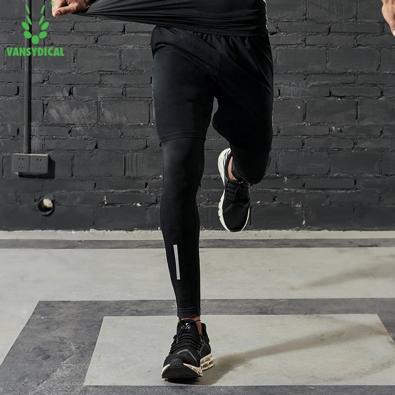 Compression Running Tights – Men's Reflective Striped Leggings