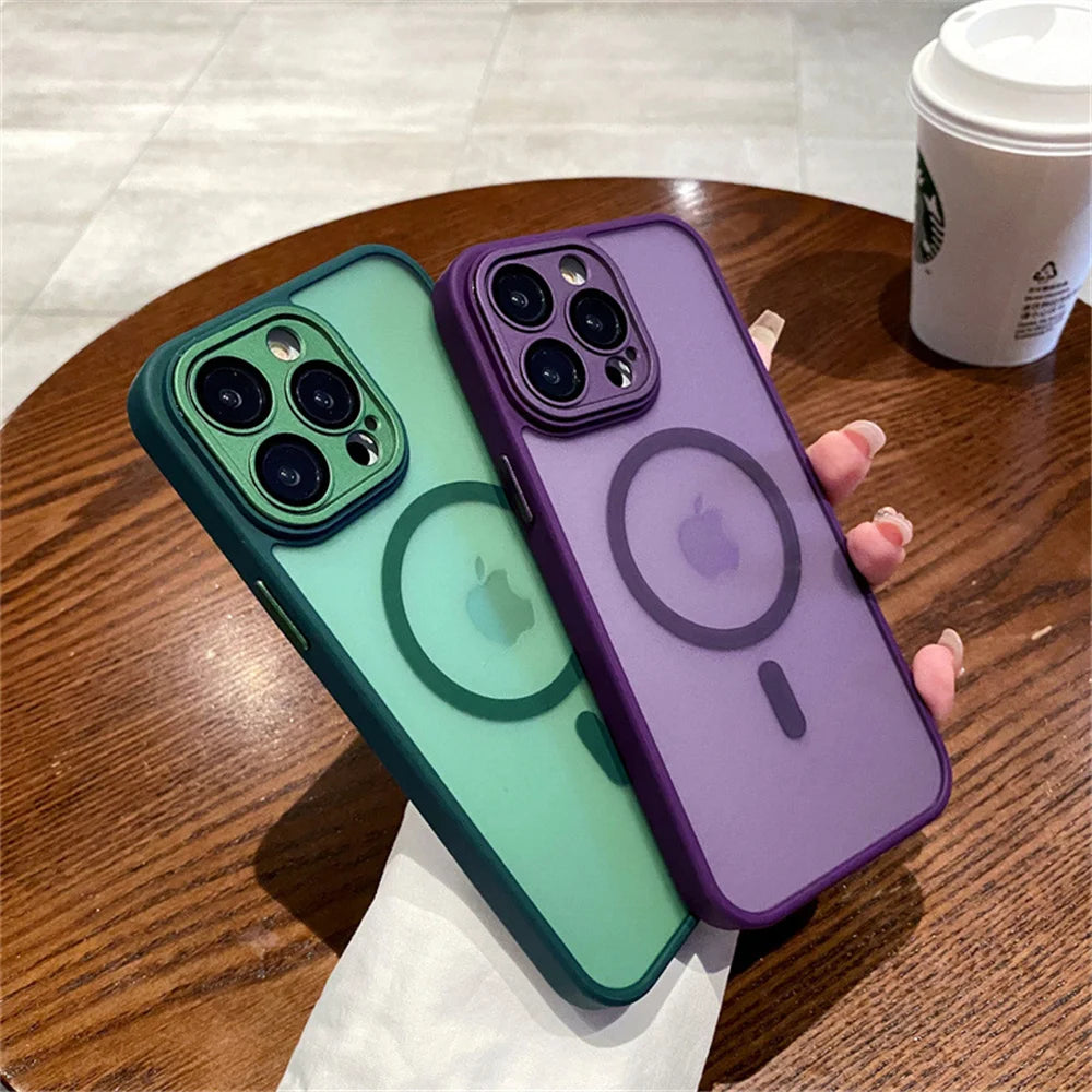 Lens Protection Case Iphone 11 12 13 Proa Mx Mini 15 16 Plus 14 Matte Translucent Magsafe Wireless
