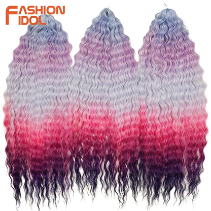 Idol 300g 22 Inch Ariel Curl Hair Water Wave Twist Crochet Synthetic Ombre Rainbow Color Braiding