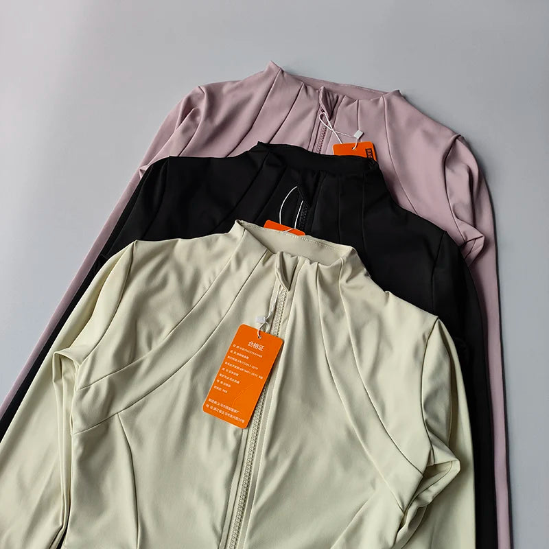 Women's Zip-Up Athletic Jacket – Long Sleeve Gym Cardigan